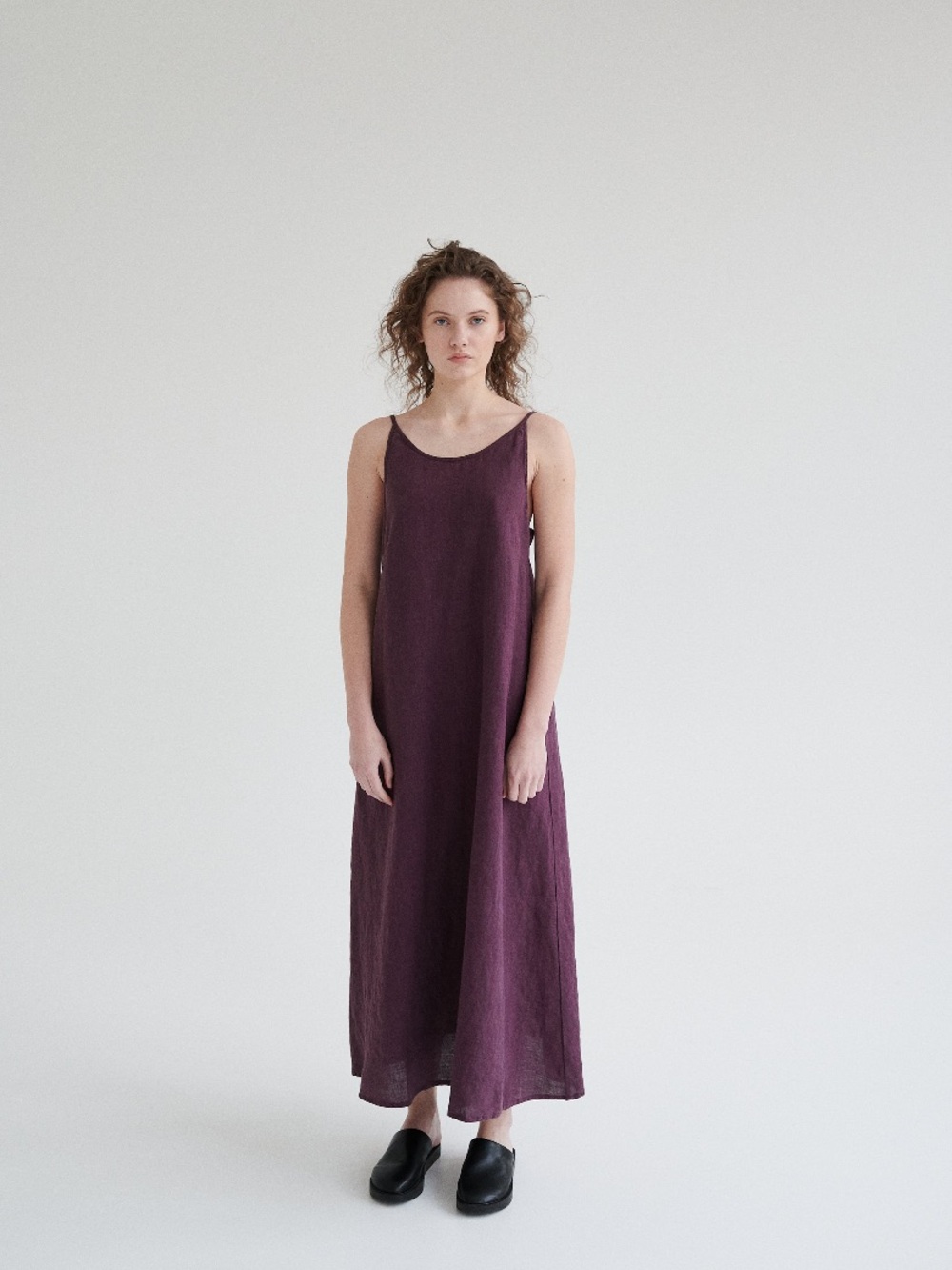Linenfox Maxi Dress Burgundy - Picture 1 of 5